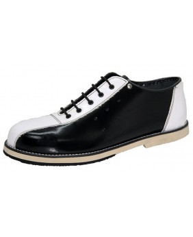 Chaussure de bowling cuir noir & blanc – semelle en Néolite – design rétro authentique