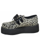 Double Sole White Cowhide Fur Creepers with Black Leopard Print – Nevermind