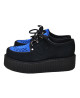Creepers Nevermind à double semelle en suédine noire et bleue électrique