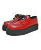 Creepers Nevermind in red smooth leather – double sole, punk and alternative style, unisex.
