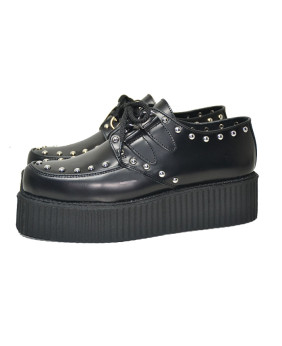 Creepers Nevermind in pelle nera con borchie – stile ribelle e alternativo