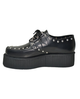Creepers Nevermind in pelle nera con borchie – stile ribelle e alternativo