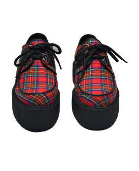 Creepers rouge en cuir et textile à semelle double Nevermind