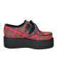 Creepers Nevermind in red tartan fabric – double sole – alternative style