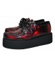 Creepers Nevermind in red/black leather – double sole, punk and alternative style, unisex.