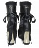 Vegan Gothic Black Boots with Metal Heel, Chain and Satin Ribbon – Nevermind
