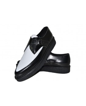 Scarpe creepers appuntito bianco e nero di pelle box a suola singolo Nevermind