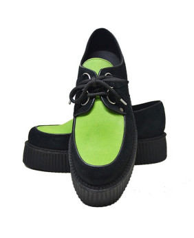 Creepers double semelle en suédine noire et verte – Unisexe Nevermind