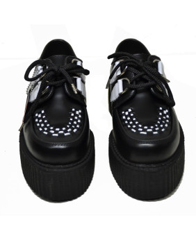 Creepers Nevermind in pelle nera e bianca intrecciata – contrasto classico e stile deciso