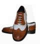 Scarpa derby marrone e bianco in pelle grana Nevermind