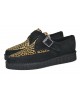 Creepers Schuhe spitz schwarz und Leopard aus wildleder und Rinderfell mit schuhsohle single Nevermind