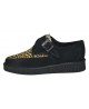 Creepers pointue noire et léopard en cuir suédé et fourrure bovine à semelle simple Nevermind