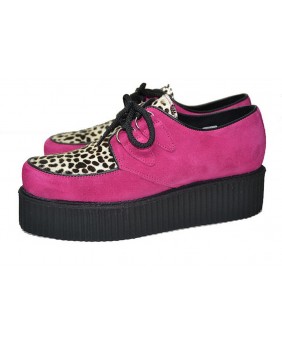 Nevermind Creepers mit Doppelsohle aus pinkem Wildleder und Rinderfell – extravagant, bequem und underground.