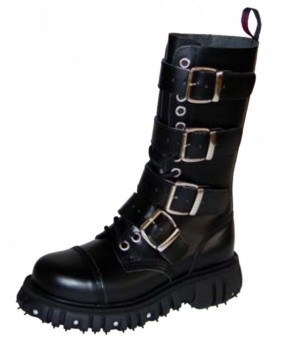 Rangers 14 occhielli Nevermind – pelle nera – cinghie & suola con rivetti – stile cyber-goth