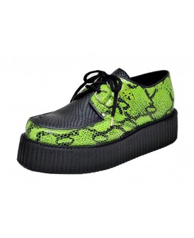 Creepers Nevermind in pelle effetto pitone verde/nero – selvaggi, ribelli e underground.