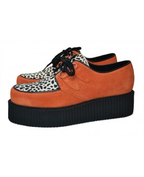 Nevermind Orange Suede & Leopard Fur Creepers.