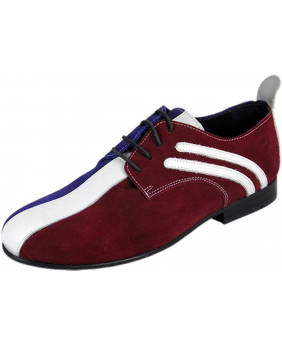 Scarpa da bowling rosso bordeaux & blu, dettagli bianchi, suola Néolite.