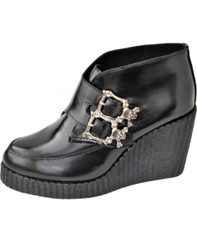 Scarpe con zeppa compensate Nevermind in pelle nera – stile Gothic Rock