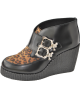 Zapatos de cuña compensadas Nevermind cuero negro y leopardo – estilo Glam Rock