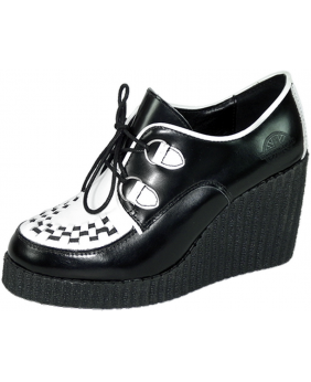 Nevermind Keilabsatzschuhe Leder Schwarz Weiß – Stil Rockabilly Ska