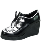 Nevermind Keilabsatzschuhe Leder Schwarz Weiß – Stil Rockabilly Ska