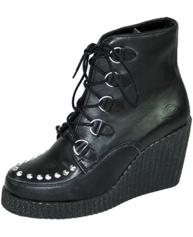 Nevermind – black leather wedge boots with studded vamp