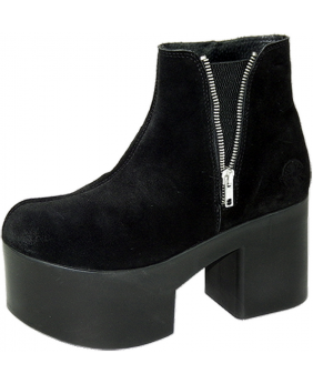 Nevermind – stivaletti con platform in pelle scamosciata nera con zip