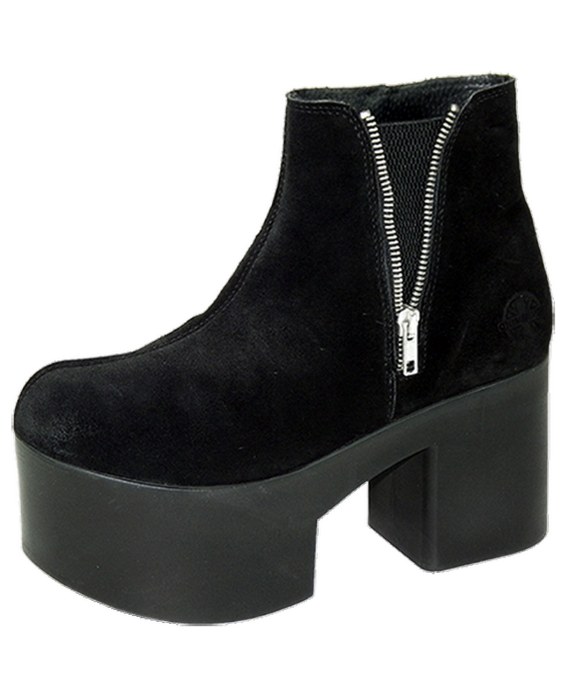 Nevermind – stivaletti con platform in pelle scamosciata nera con zip