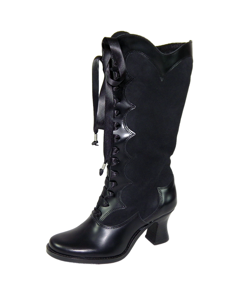 Victorian black leather and suede boots with heel – elegant, gothic and timeless.
