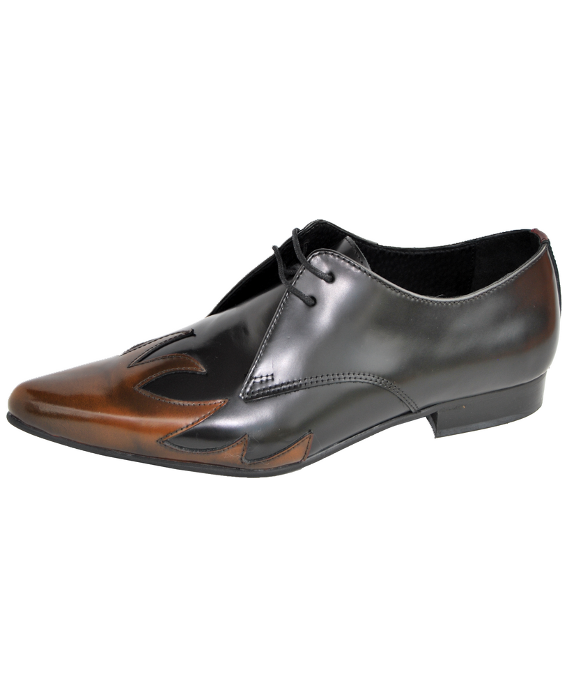 Oxford in black and brown gradient leather – with sculptural flame motif and elegant silhouette.