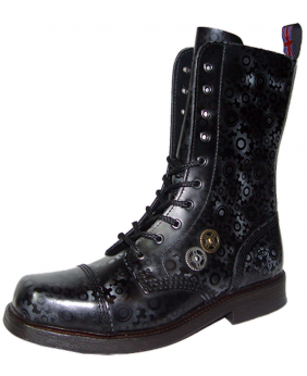 Nevermind Rangers 10 eyelets in black leather – steampunk & industrial boots.