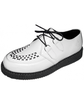 Nevermind single-sole creepers in white leather with black weave.