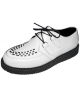 Nevermind single-sole creepers in white leather with black weave.