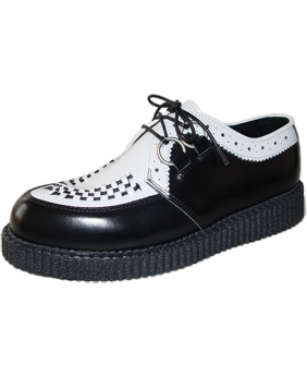 Creepers Nevermind semelle simple cuir noir et blanc – style bicolore, héritage ska et esprit underground.