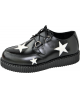Creepers Nevermind suola semplice pelle nera con stelle bianche – ispirazione glam rock.