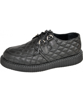 Creepers Nevermind semelle simple en cuir noir matelassé – style couture rebelle.