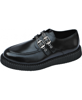 o : Creepers Nevermind semelle simple cuir noir – version double bride alternative.