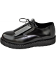 Creepers Nevermind einfache Sohle Leder schwarz – Modell mit Fransenlasche.