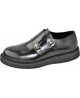 Nevermind single sole creepers in black leather with double buckle – monk strap chic.
