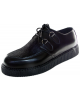Nevermind single sole creepers in black leather and cowhide – bold, timeless, underground.