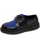 Creepers Nevermind semelle simple cuir noir et cuir suédé bleu – audace underground et élégance intemporelle.