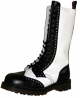 Rangers 20 œillets Nevermind en cuir noir et blanc, avec détails brogue et bout coqué – style dandy punk.