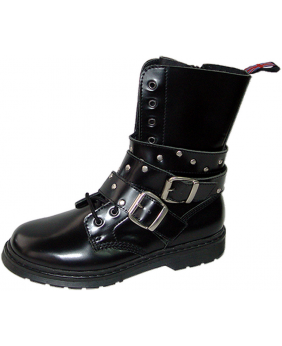 Black leather rangers with crossed studded straps Nevermind