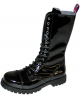 Rangers Nevermind 14 occhielli in pelle verniciata nera con puntale rinforzato e suola massiccia – stile gotico ribelle.