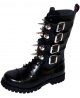 Rangers 14 œillets cuir noir, 4 sangles à boucles et pointes chromées