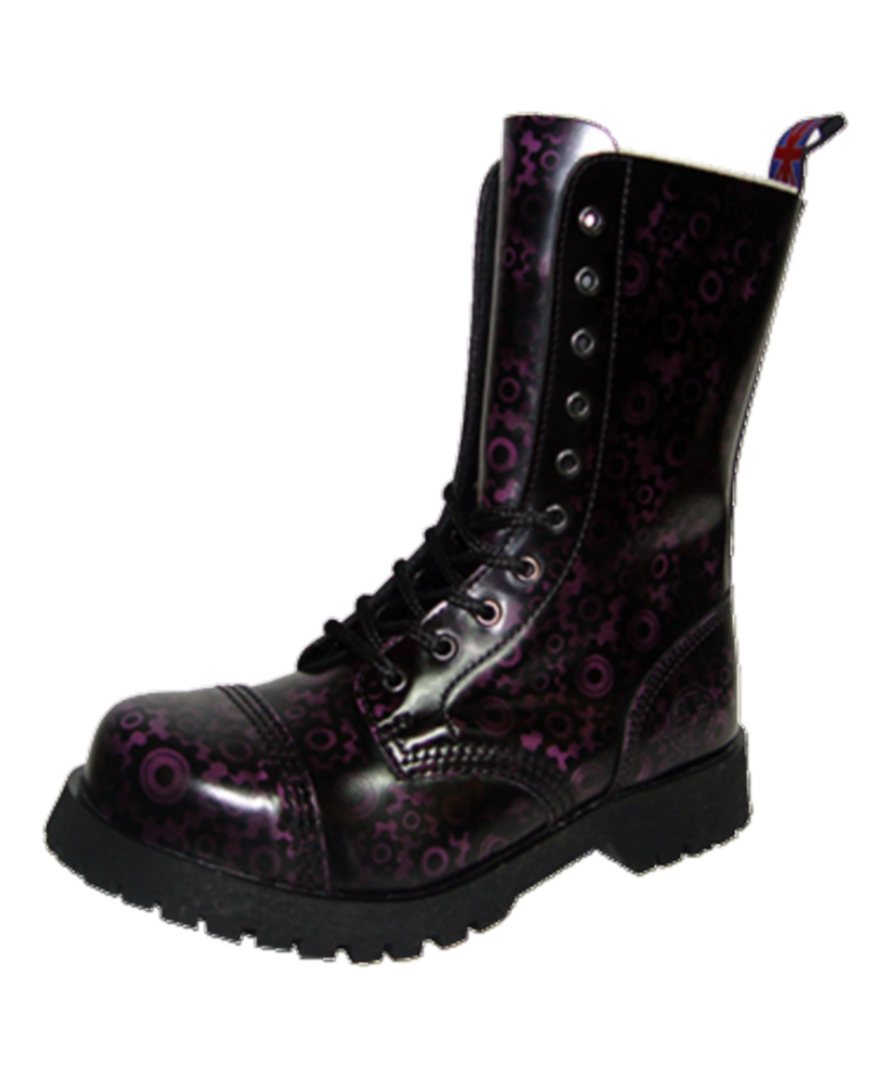 Rangers 10 eyelets black leather purple gears Nevermind