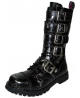Rangers 14 œillets Nevermind – cuir noir patiné motifs gris – 5 boucles – style steampunk