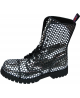Nevermind Rangers 10 eyelets silver holographic bubble leather – futuristic alternative boots.