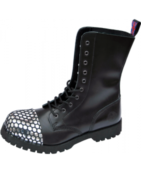 Rangers 10 ojales cuero negro con punta decorada efecto espejo Nevermind