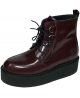 Creepers Nevermind cherry leather & velvet, double sole, rear velvet band.